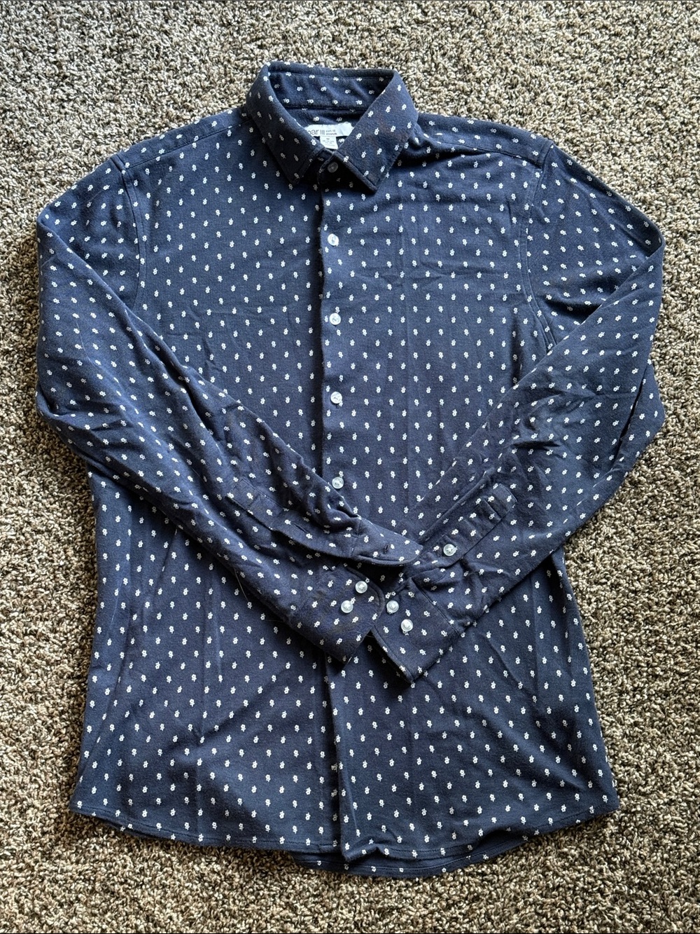 Bar III Navy Shirt with White Dot Print